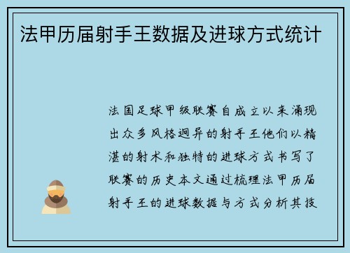 法甲历届射手王数据及进球方式统计